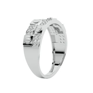 Chevron Round Diamond Ring For Men